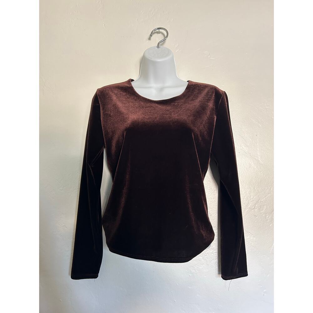 90s brown velvet long sleeve top